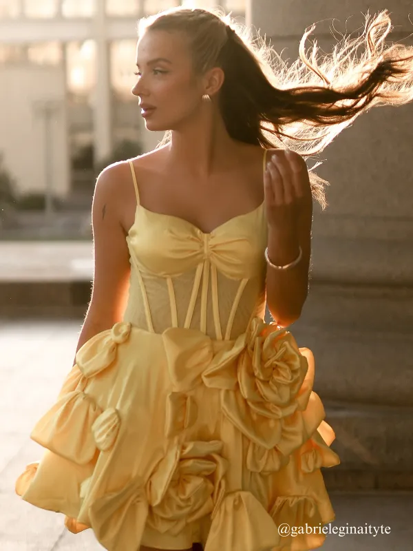 Stanski Spaghetti Flower Satin Mini Dress sold by Mew Mews