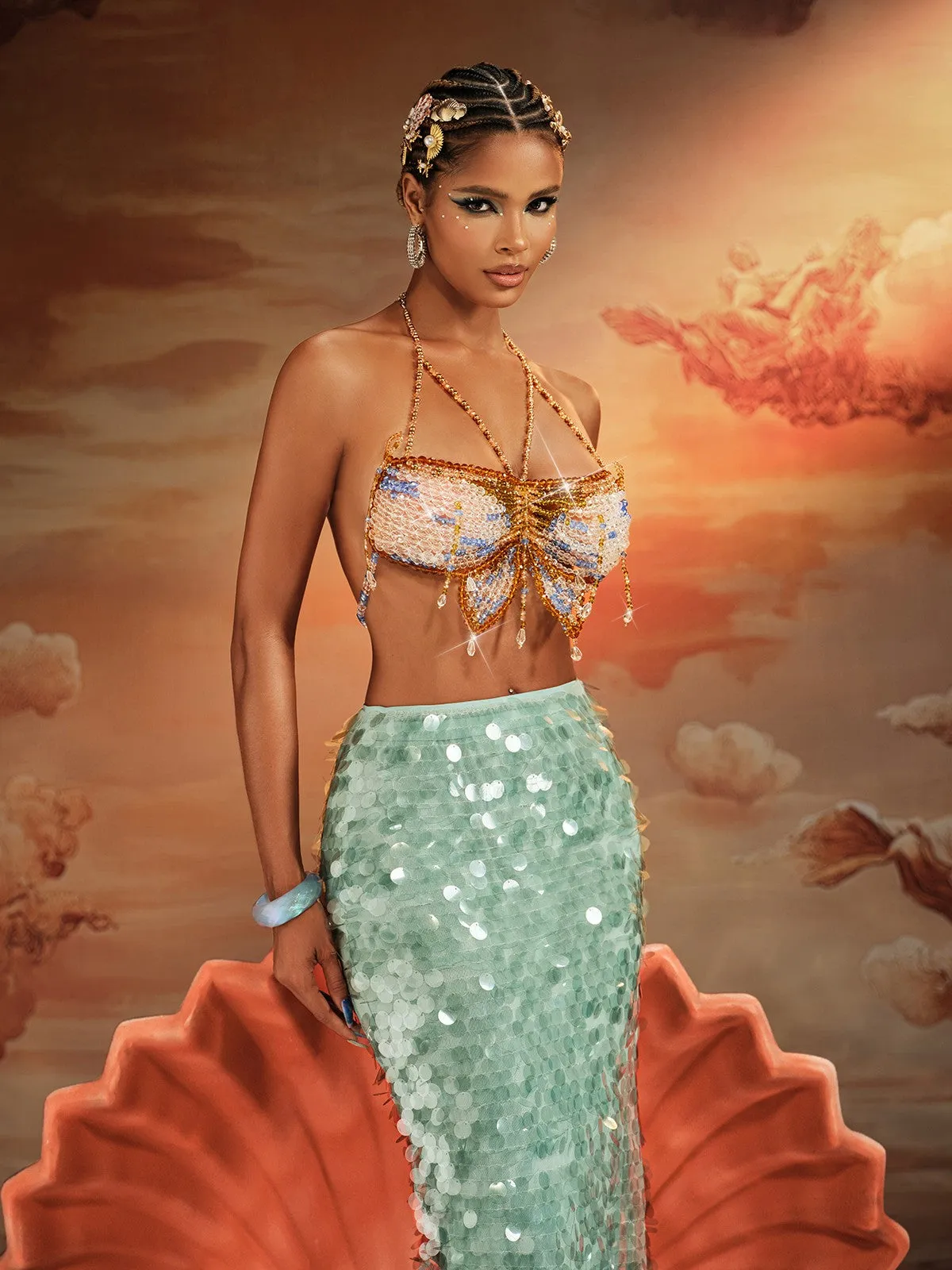 Akoni Halterneck Fringe Beaded Bralette sold by Mew Mews product image thumbnail 4