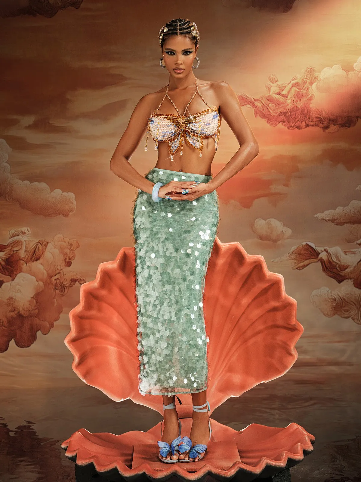 Akoni Halterneck Fringe Beaded Bralette sold by Mew Mews product image thumbnail 3