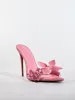 Grain Pearl Flower Slippers In Pink sold by Mew Mews