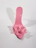 Grain Pearl Flower Slippers In Pink sold by Mew Mews