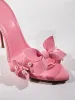Grain Pearl Flower Slippers In Pink sold by Mew Mews