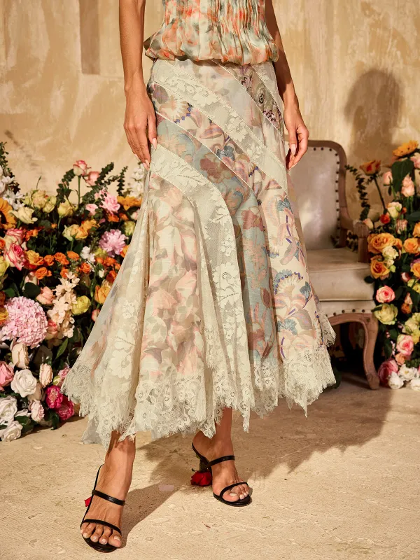 Fyrisa Floral Printed Lace Skirt sold by Mew Mews