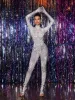 Kryxara High Neck Rhinestone Jumpsuit With Gloves sold by Mew Mews