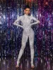 Kryxara High Neck Rhinestone Jumpsuit With Gloves sold by Mew Mews