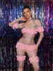 Yxalith High Neck Rhinestone Flower Jumpsuit sold by Mew Mews