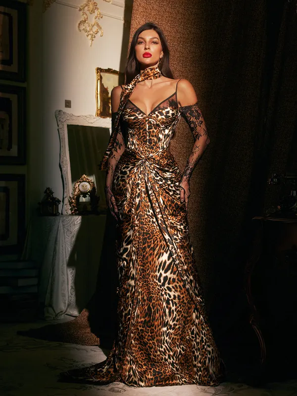 Jarrah Spaghetti Leopard Printed Maxi Dress sold by Mew Mews