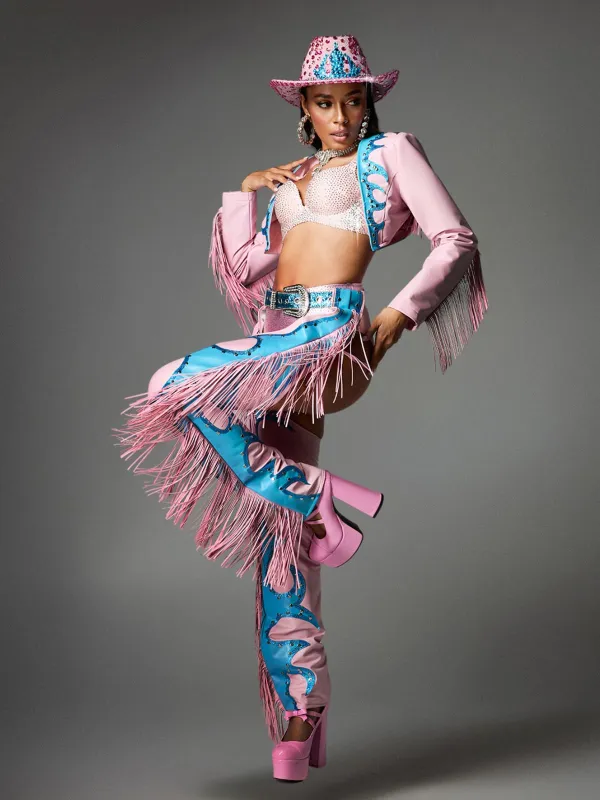 Cyrviel Fringe Cowgirl Outfit In Pink sold by Mew Mews