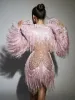 Cyvra Fringe Mesh Mini Dress With Coat In Pink sold by Mew Mews