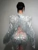 Cyvra Fringe Mesh Mini Dress With Coat In Silver sold by Mew Mews