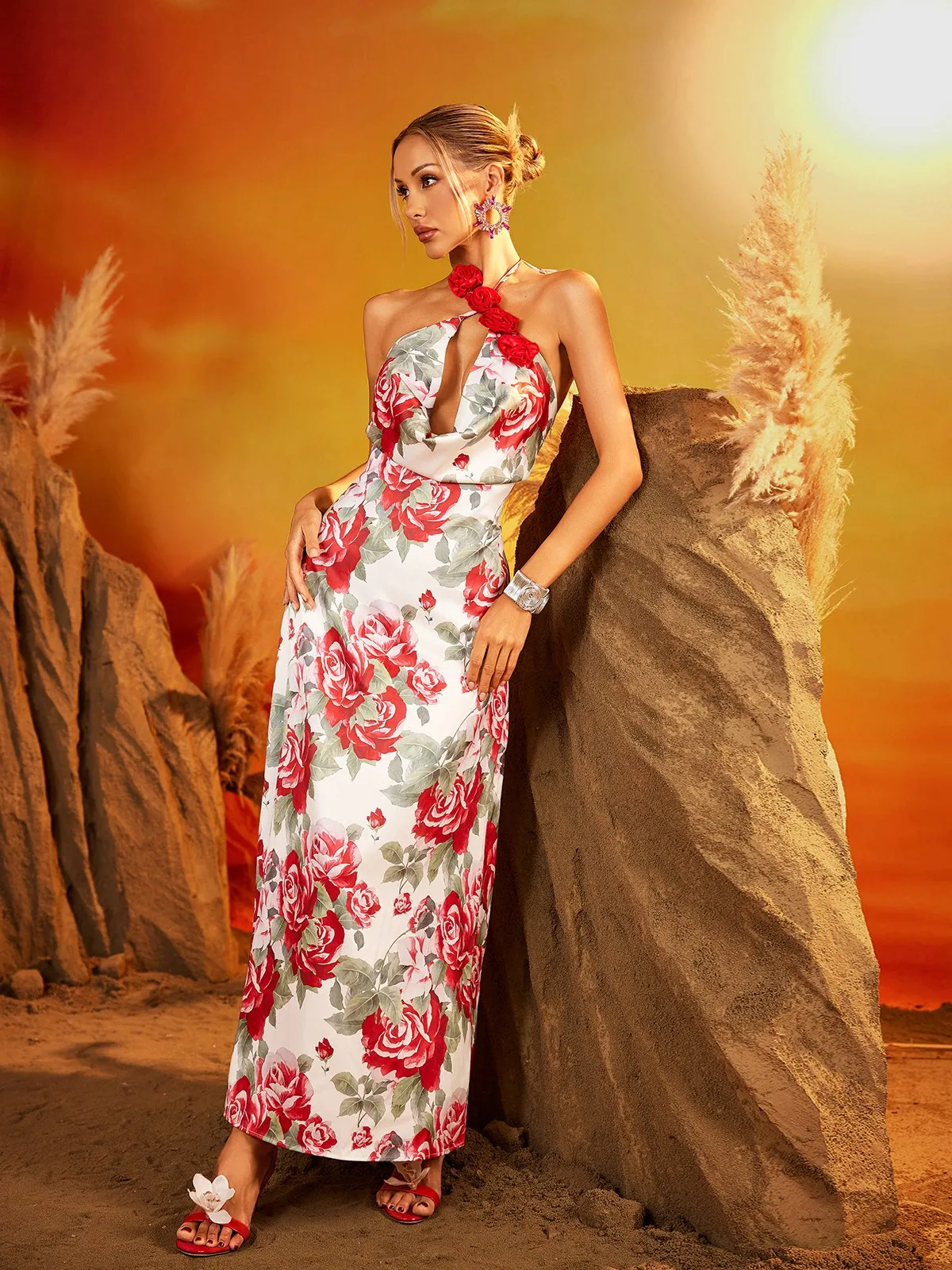 Daelira Halterneck Floral Maxi Dress sold by Mew Mews product image thumbnail 5