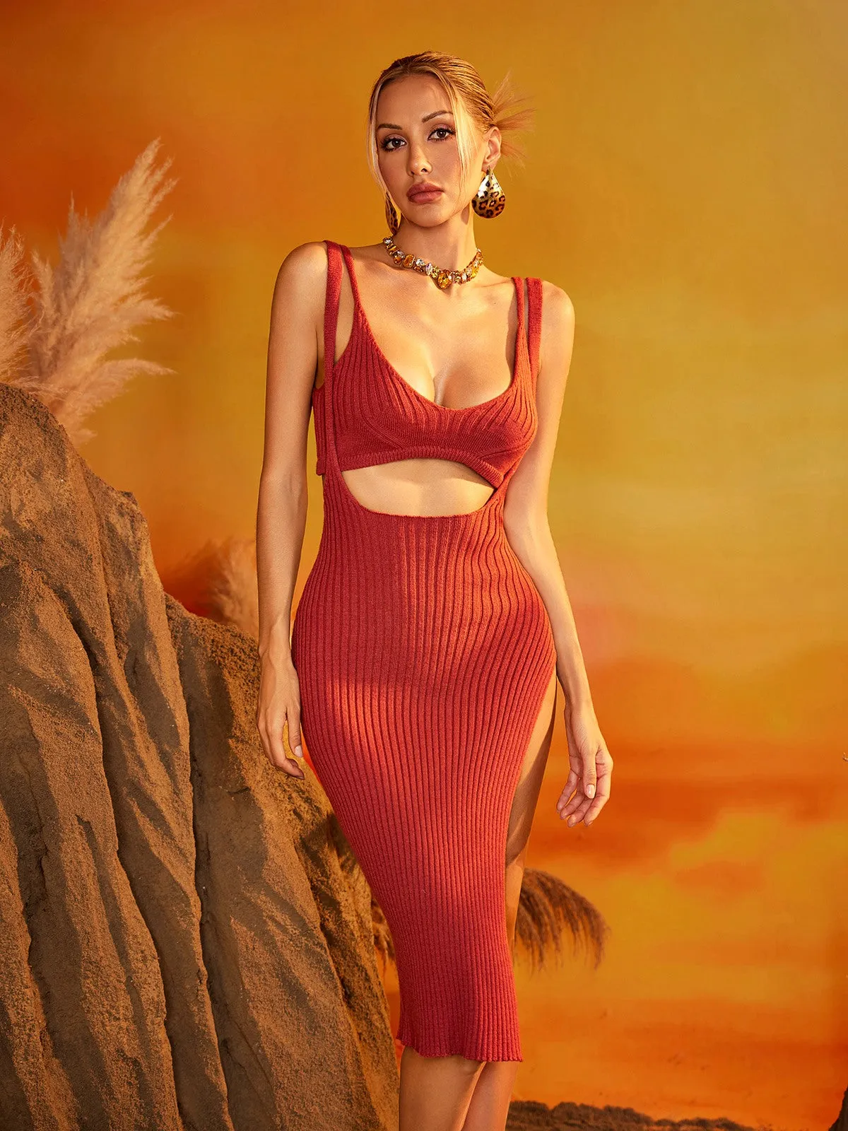 Dazryn Cutout Split Knitted Skirt Set sold by Mew Mews