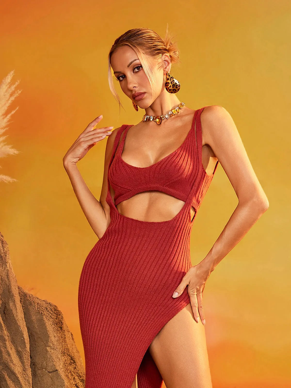 Dazryn Cutout Split Knitted Skirt Set sold by Mew Mews product image thumbnail 3