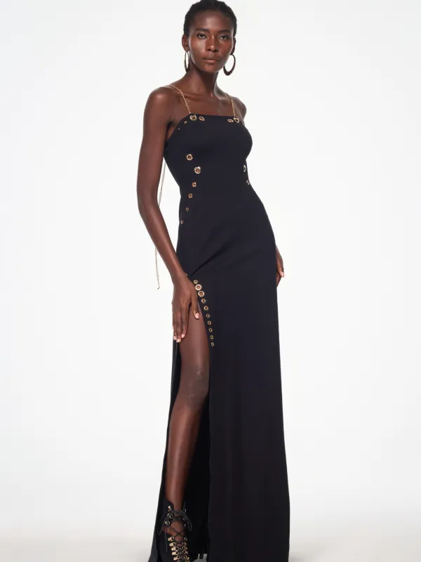 Ivana Spaghetti Cutout Split Maxi Dress sold by Mew Mews