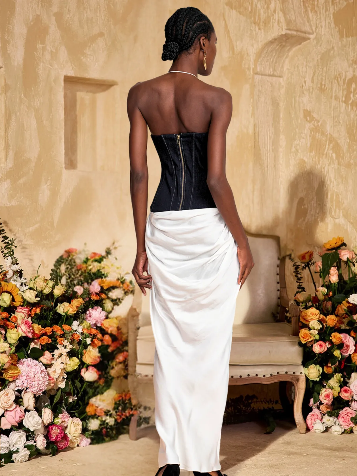 Ivie V Neck Ruched Split Maxi Dress sold by Mew Mews product image thumbnail 5