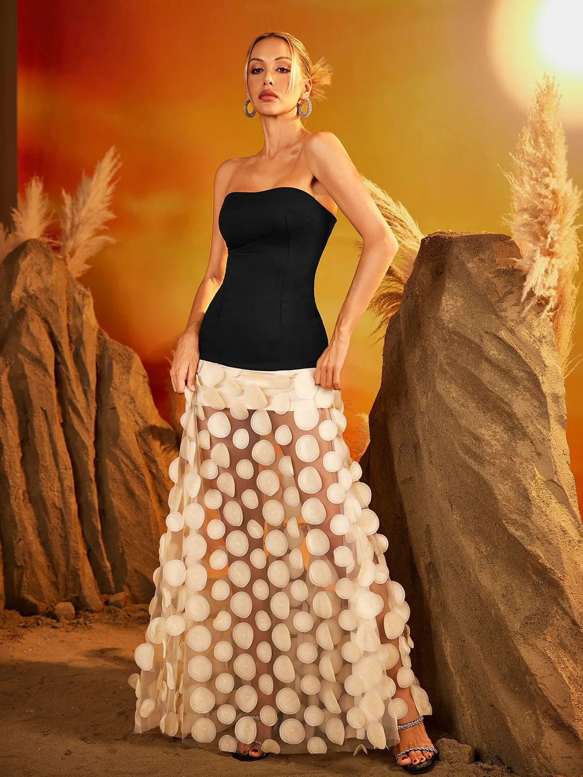 Gaelith Strapless Mesh Maxi Dress sold by Mew Mews product image thumbnail 2