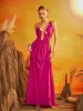 Daiki Halterneck Ruched Maxi Dress In Hot Pink sold by Mew Mews