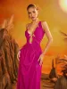 Daiki Halterneck Ruched Maxi Dress In Hot Pink sold by Mew Mews