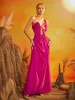 Daiki Halterneck Ruched Maxi Dress In Hot Pink sold by Mew Mews