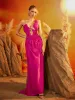 Daiki Halterneck Ruched Maxi Dress In Hot Pink sold by Mew Mews