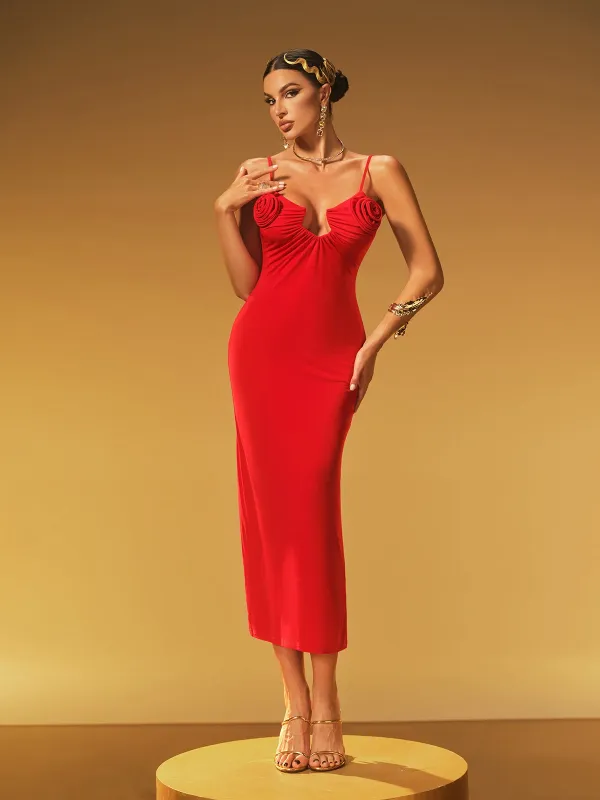 Jaelric Spaghetti Flower Midi Dress sold by Mew Mews