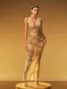 Jaldris Crystal Split Mesh Maxi Dress sold by Mew Mews