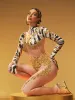 Jryxan High Neck Printed Rhinestone Jumpsuit sold by Mew Mews