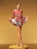 Ella Long Sleeve Embellished Mini Dress In Red sold by Mew Mews