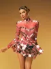 Ella Long Sleeve Embellished Mini Dress In Red sold by Mew Mews