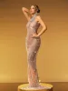 Hyrthos High Neck Crystal Chain Fringe Maxi Dress sold by Mew Mews