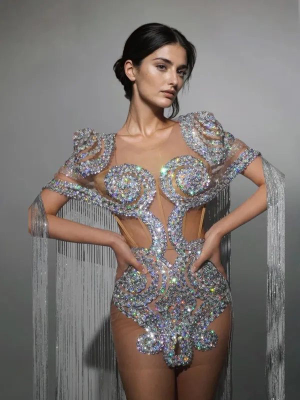Laelric Fringe Sequin Mesh Mini Dress sold by Mew Mews