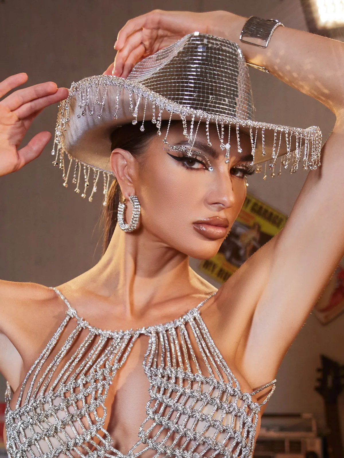 Maelira Rhinestone Fringe Cowboy Hat sold by Mew Mews product image thumbnail 2