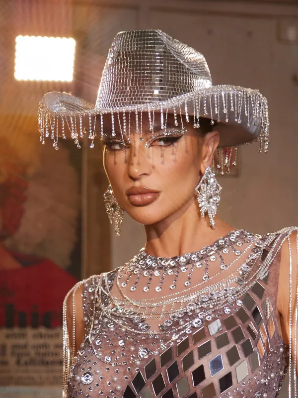Maelira Rhinestone Fringe Cowboy Hat sold by Mew Mews