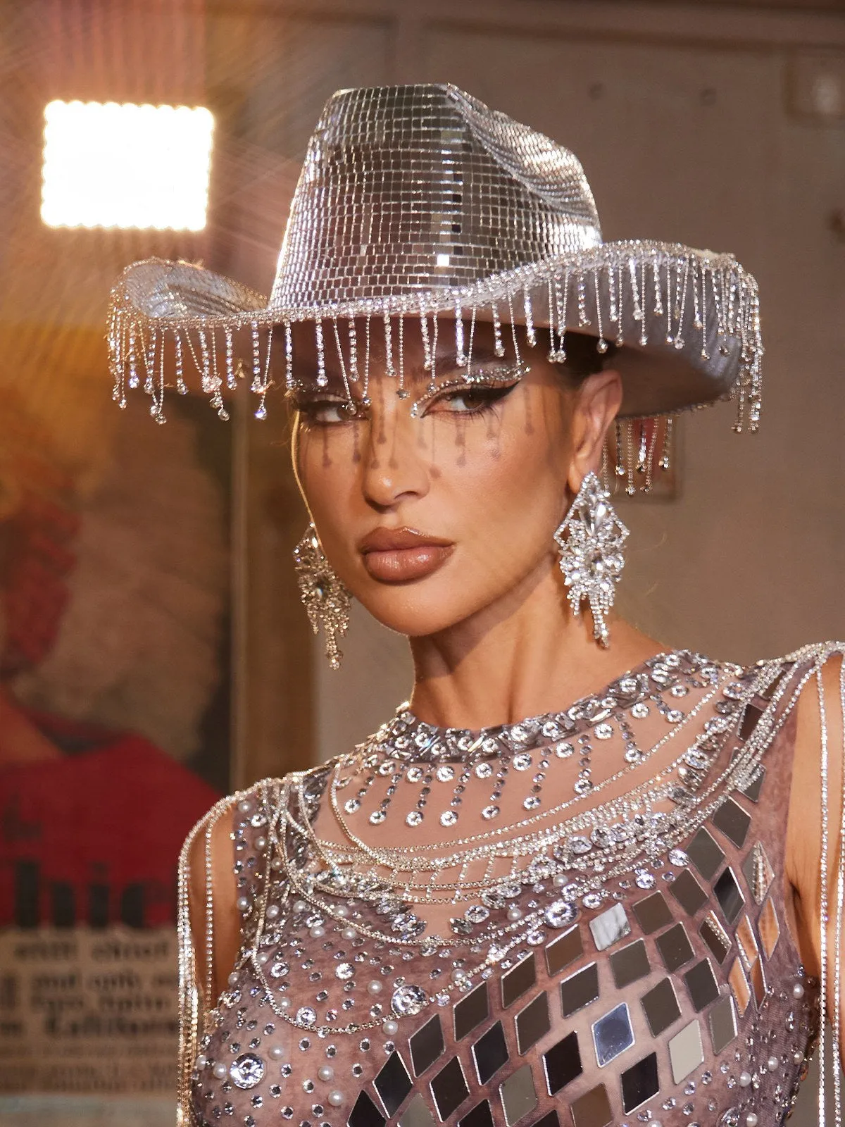 Maelira Rhinestone Fringe Cowboy Hat sold by Mew Mews