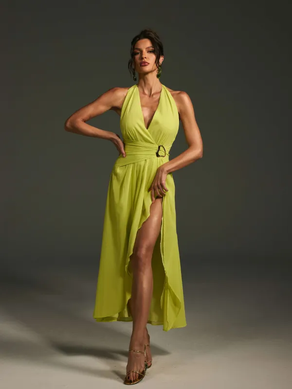 Malha V Neck Buckle Midi Dress sold by Mew Mews