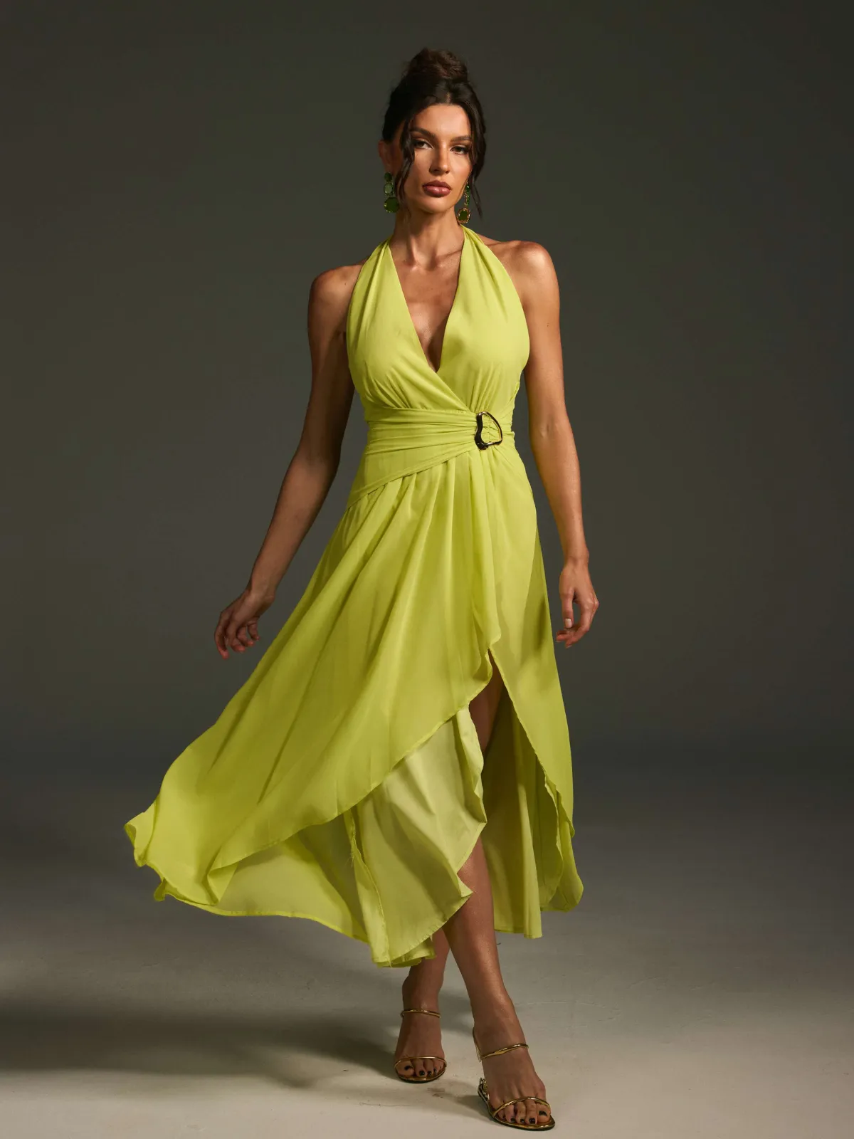 Malha V Neck Buckle Midi Dress sold by Mew Mews product image thumbnail 4