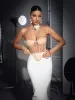 Dana Shell Mesh Lace Up Corset Top In Beige sold by Mew Mews