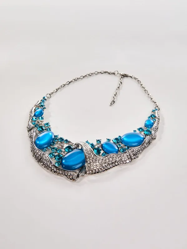 Oryndis Zircon Necklace In Blue made by Mew Mews