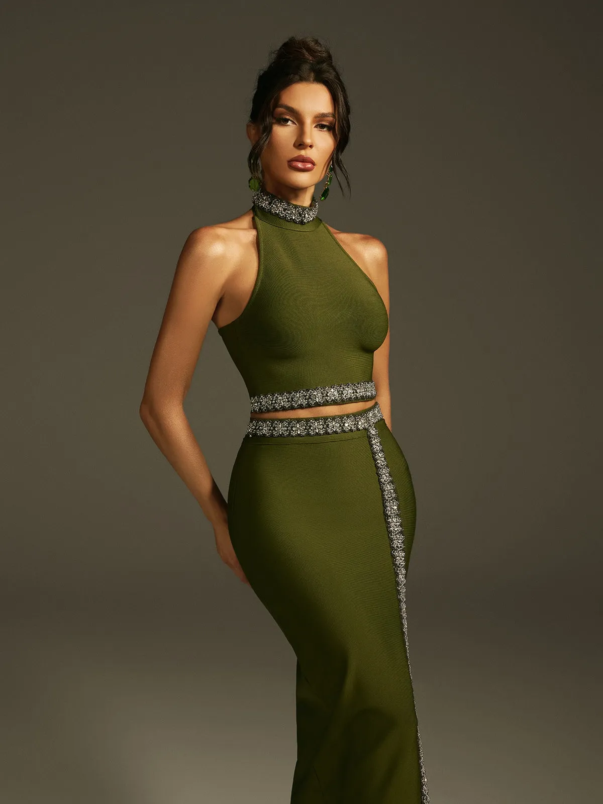 Landri Halterneck Crystal Bandage Skirt Set sold by Mew Mews product image thumbnail 2