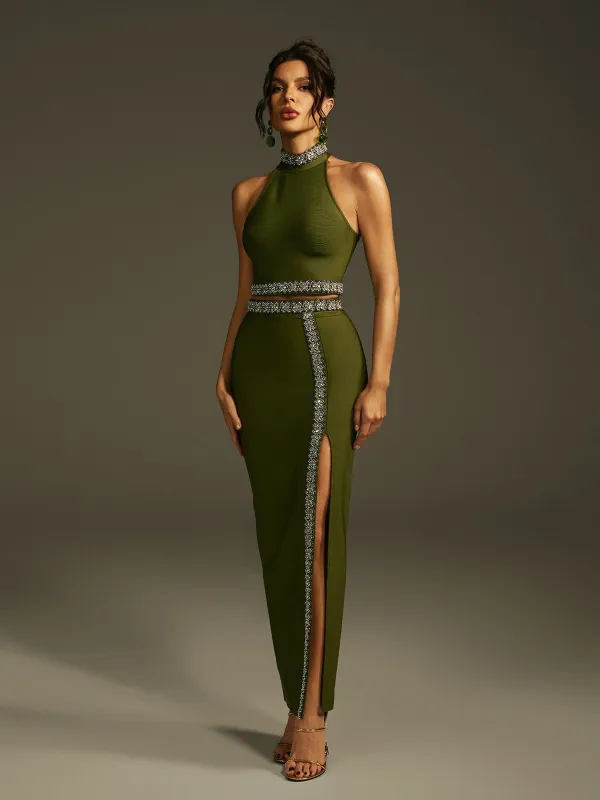 Landri Halterneck Crystal Bandage Skirt Set sold by Mew Mews