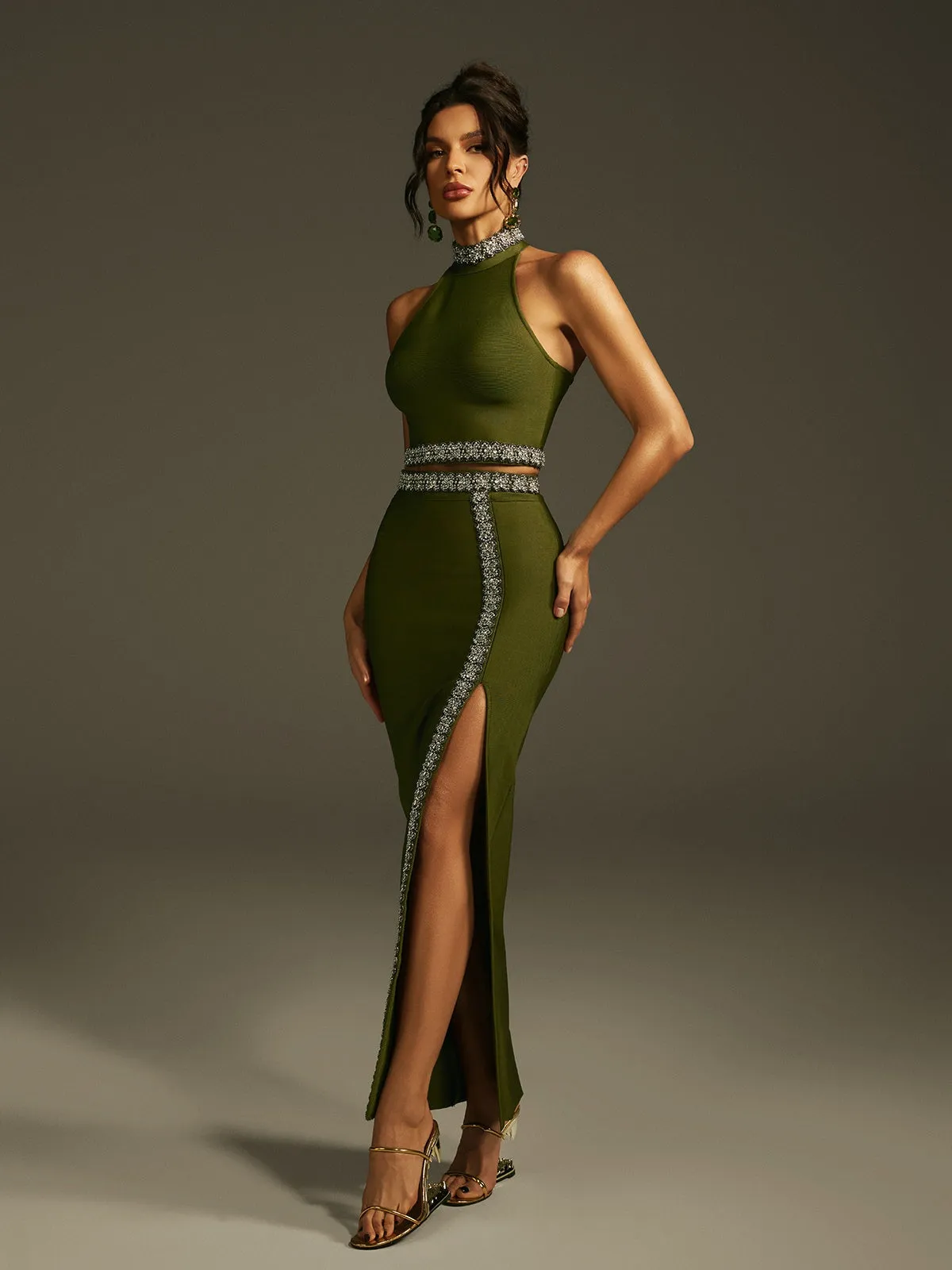Landri Halterneck Crystal Bandage Skirt Set sold by Mew Mews product image thumbnail 5