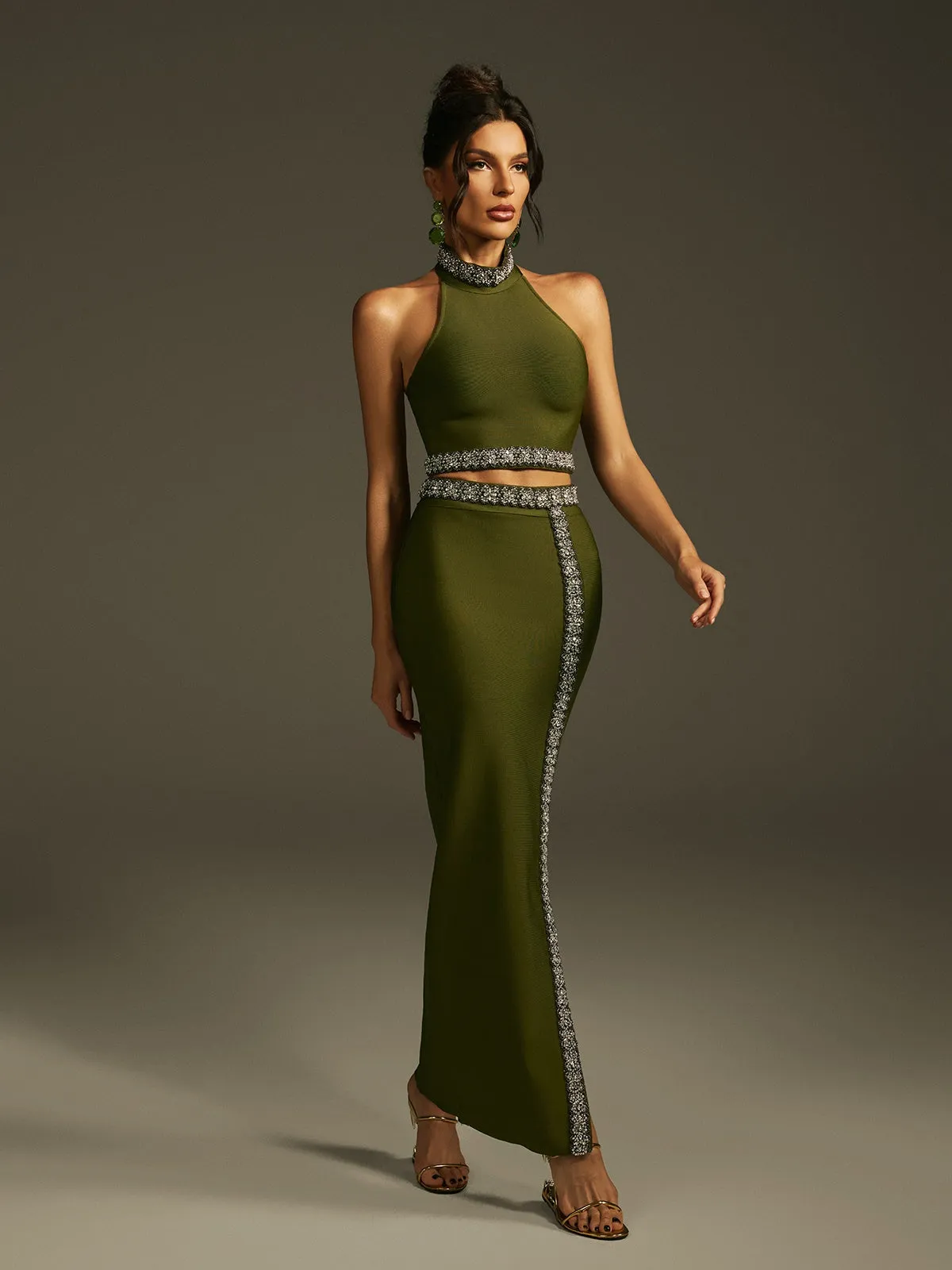 Landri Halterneck Crystal Bandage Skirt Set sold by Mew Mews product image thumbnail 4