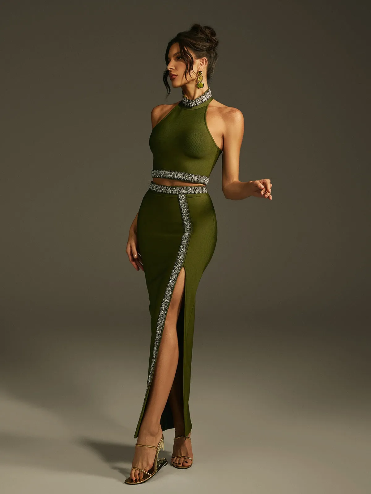 Landri Halterneck Crystal Bandage Skirt Set sold by Mew Mews product image thumbnail 3