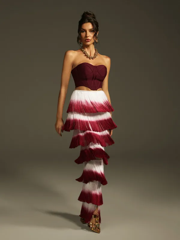 Landers Ombre Fringe Skirt Set sold by Mew Mews