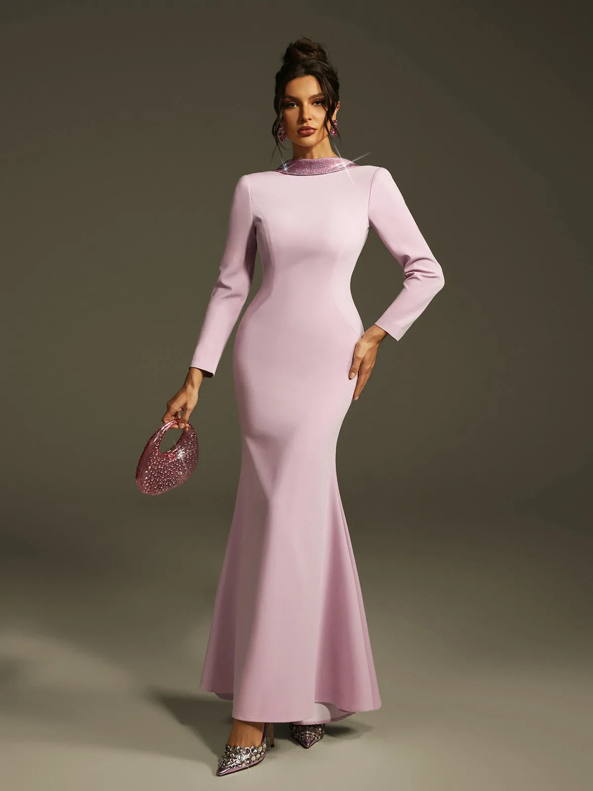 Lamya Backless Rhinestone Flower Maxi Dress sold by Mew Mews product image thumbnail 2