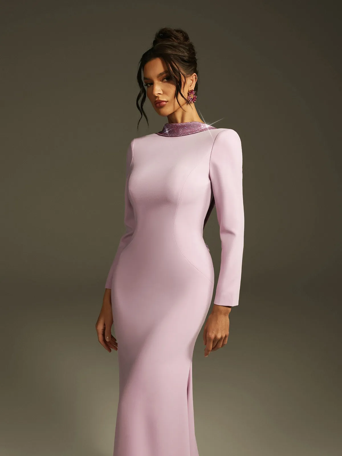 Lamya Backless Rhinestone Flower Maxi Dress sold by Mew Mews product image thumbnail 3