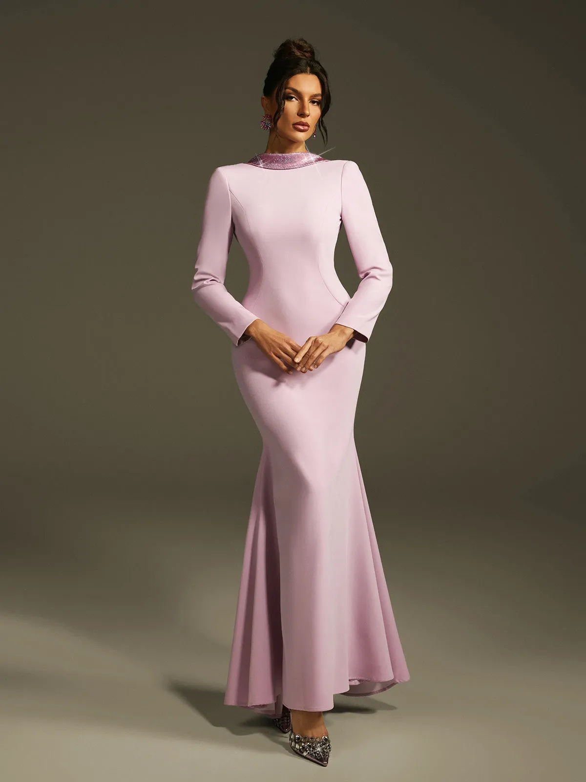 Lamya Backless Rhinestone Flower Maxi Dress sold by Mew Mews product image thumbnail 4