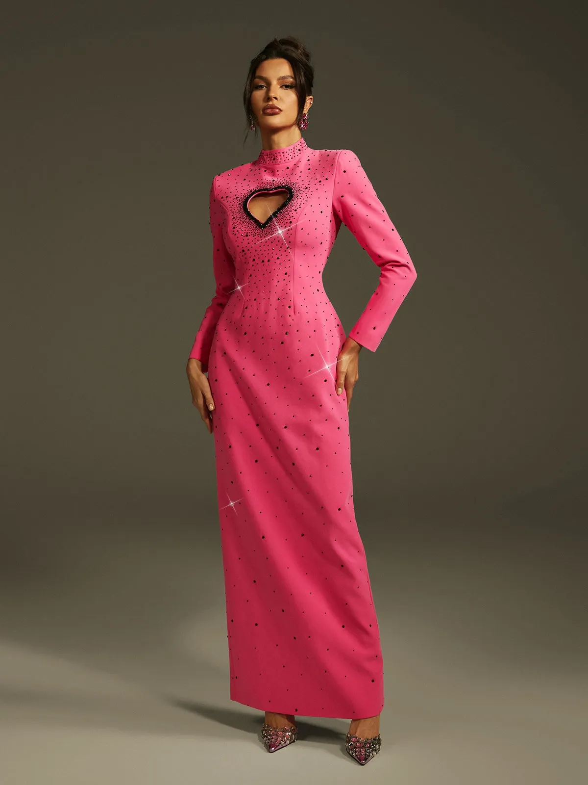 Oaelrix Backless Heart Rhinestone Maxi Dress sold by Mew Mews product image thumbnail 4
