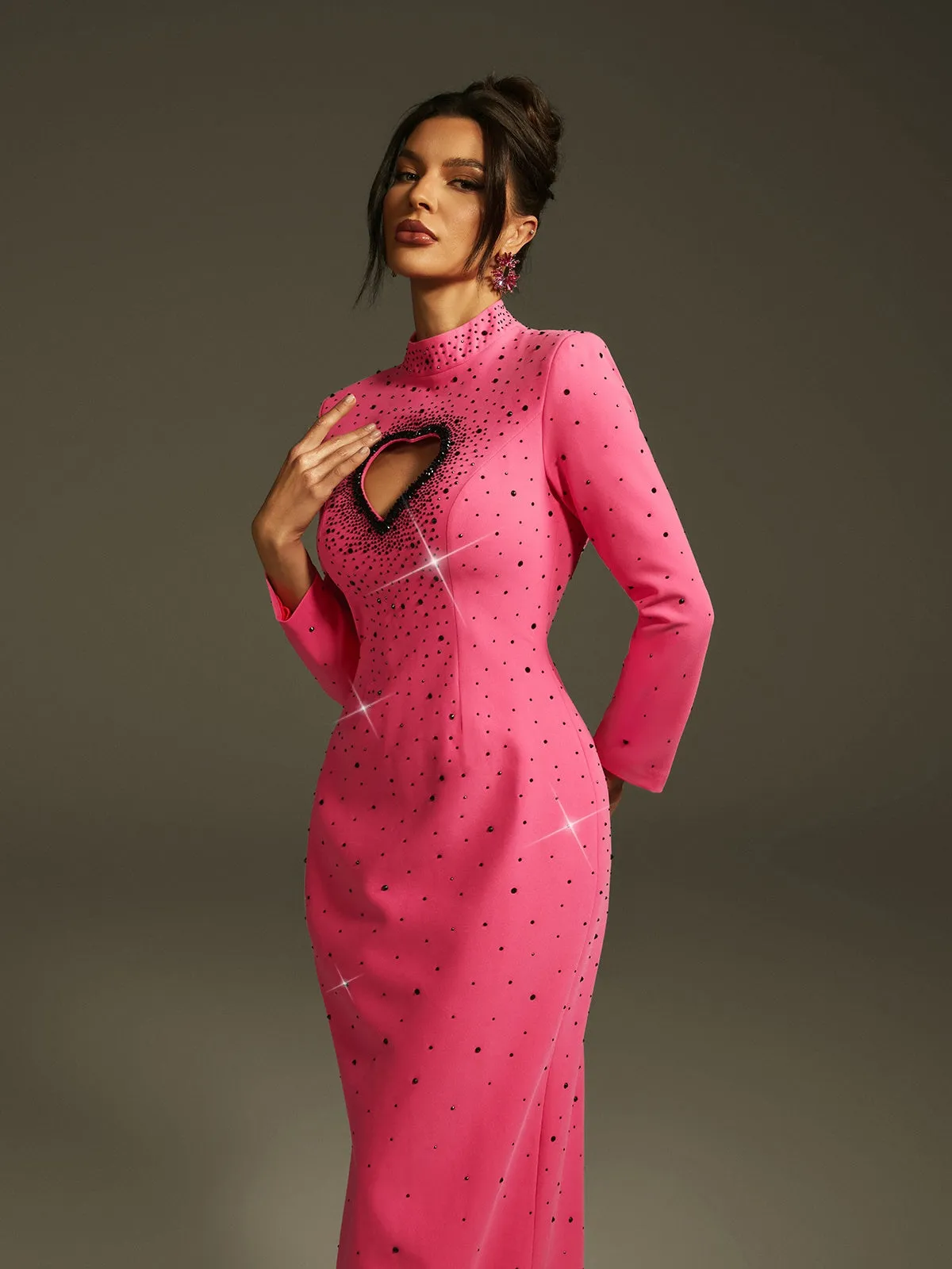 Oaelrix Backless Heart Rhinestone Maxi Dress sold by Mew Mews product image thumbnail 3