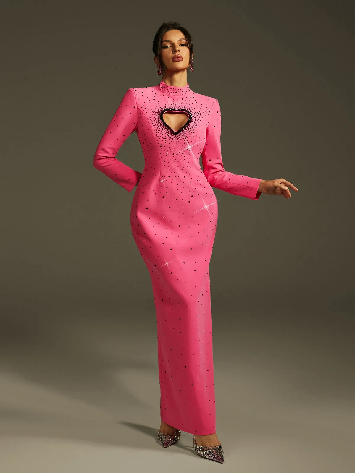 Oaelrix Backless Heart Rhinestone Maxi Dress sold by Mew Mews product image thumbnail 5